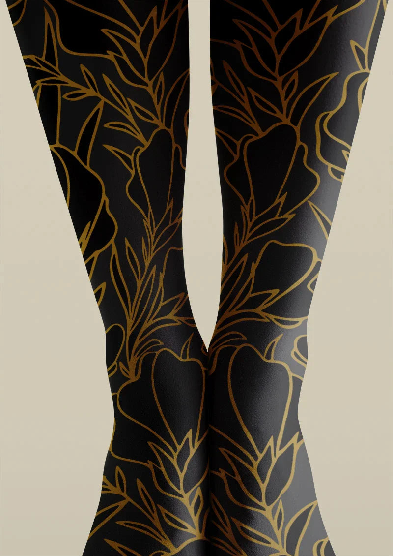 Floral Print Tights Hosiery Pantyhose