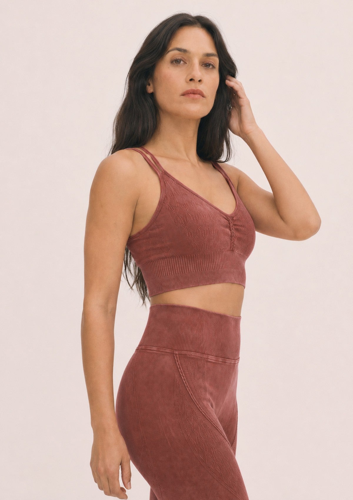 Terracotta Mineral Wash Seamless Leggings & Bra Set