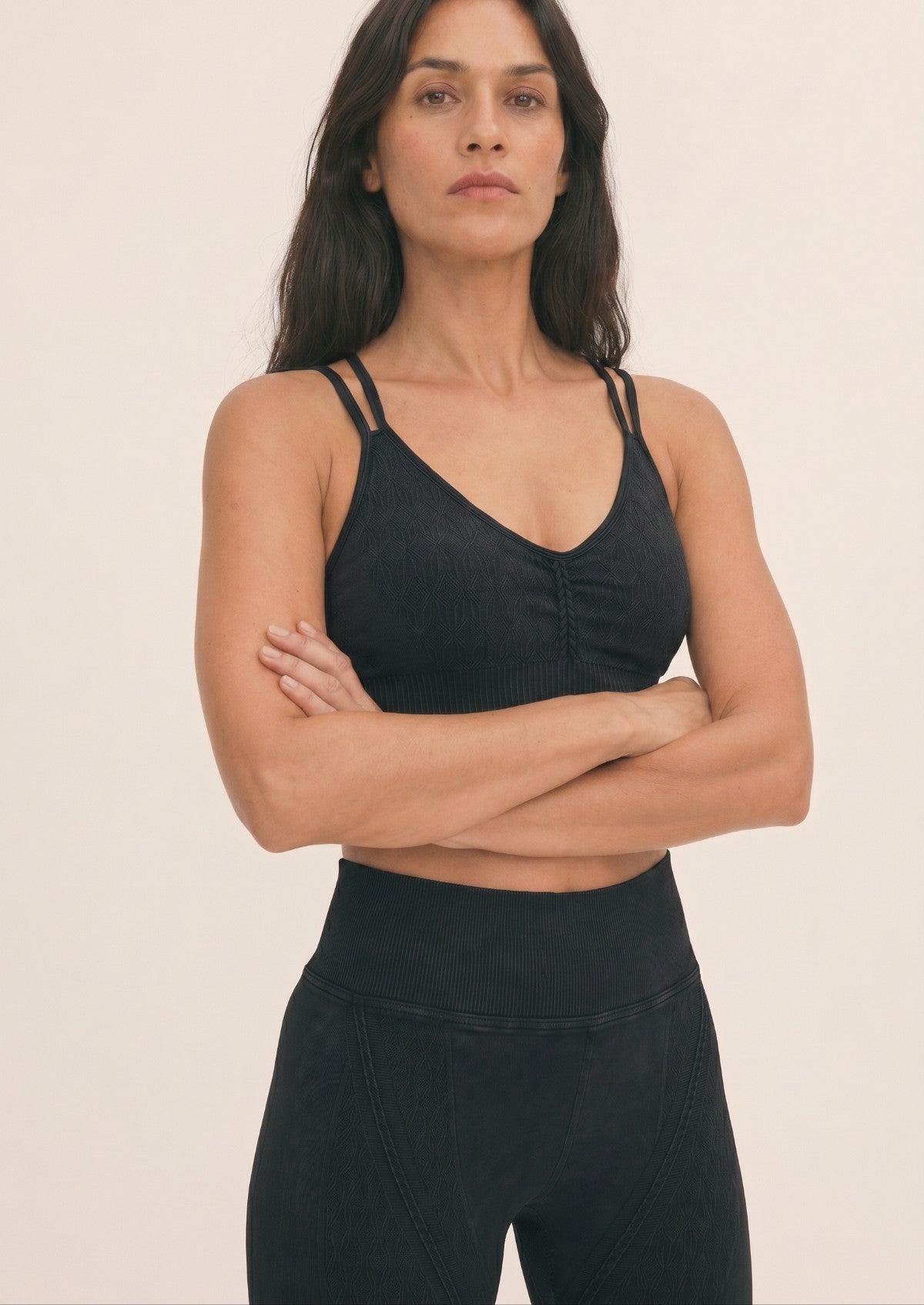 Onyx Black Mineral Wash Seamless Leggings & Bra Set