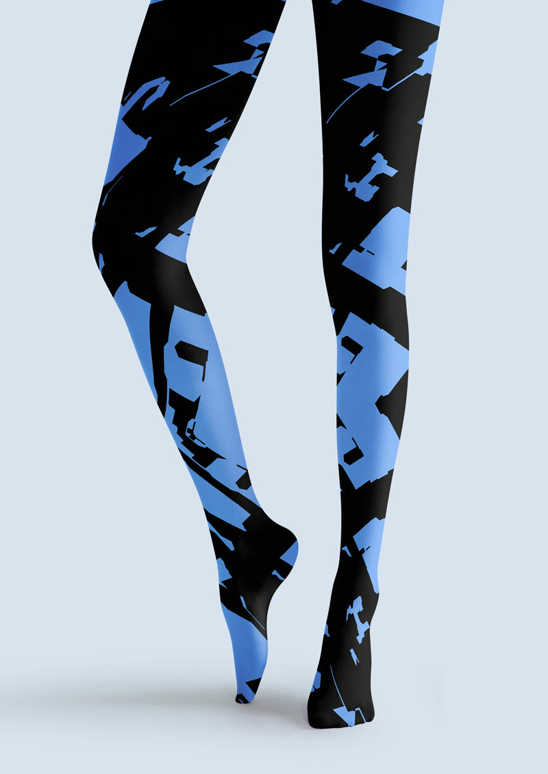 Blue Black Geometric Tights Hosiery Pantyhose