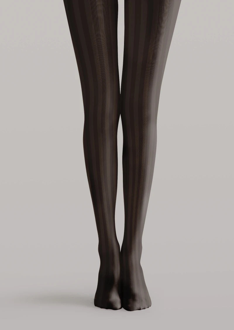 Dark Brown Vertical Striped Tights Hosiery Pantyhose