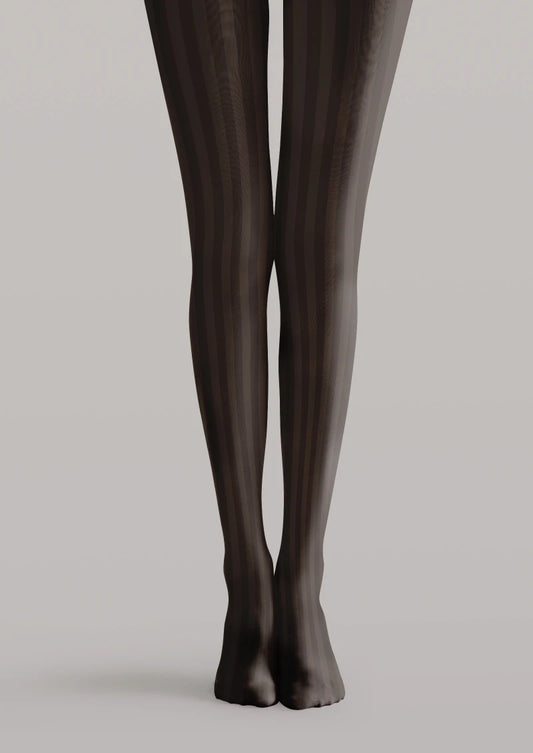 Dark Brown Vertical Striped Tights Hosiery Pantyhose