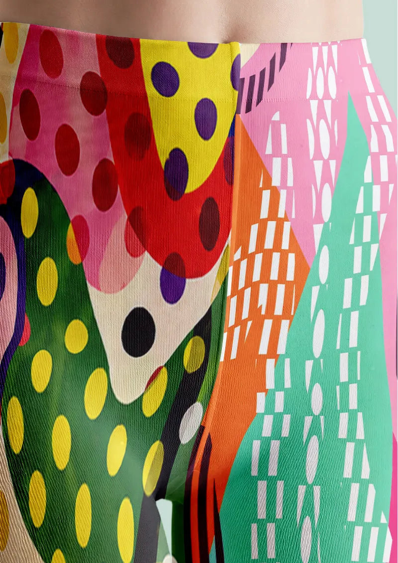 Colorful Split Polka Dot and Geometric Graphic Tights Hosiery Pantyhose