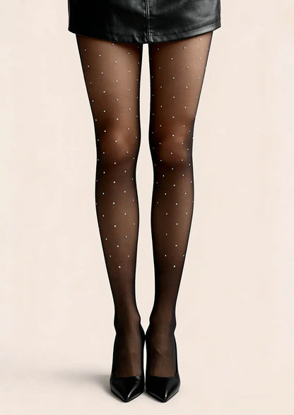 Black diamond setting Sparkle Dots Tights Hosiery Pantyhose