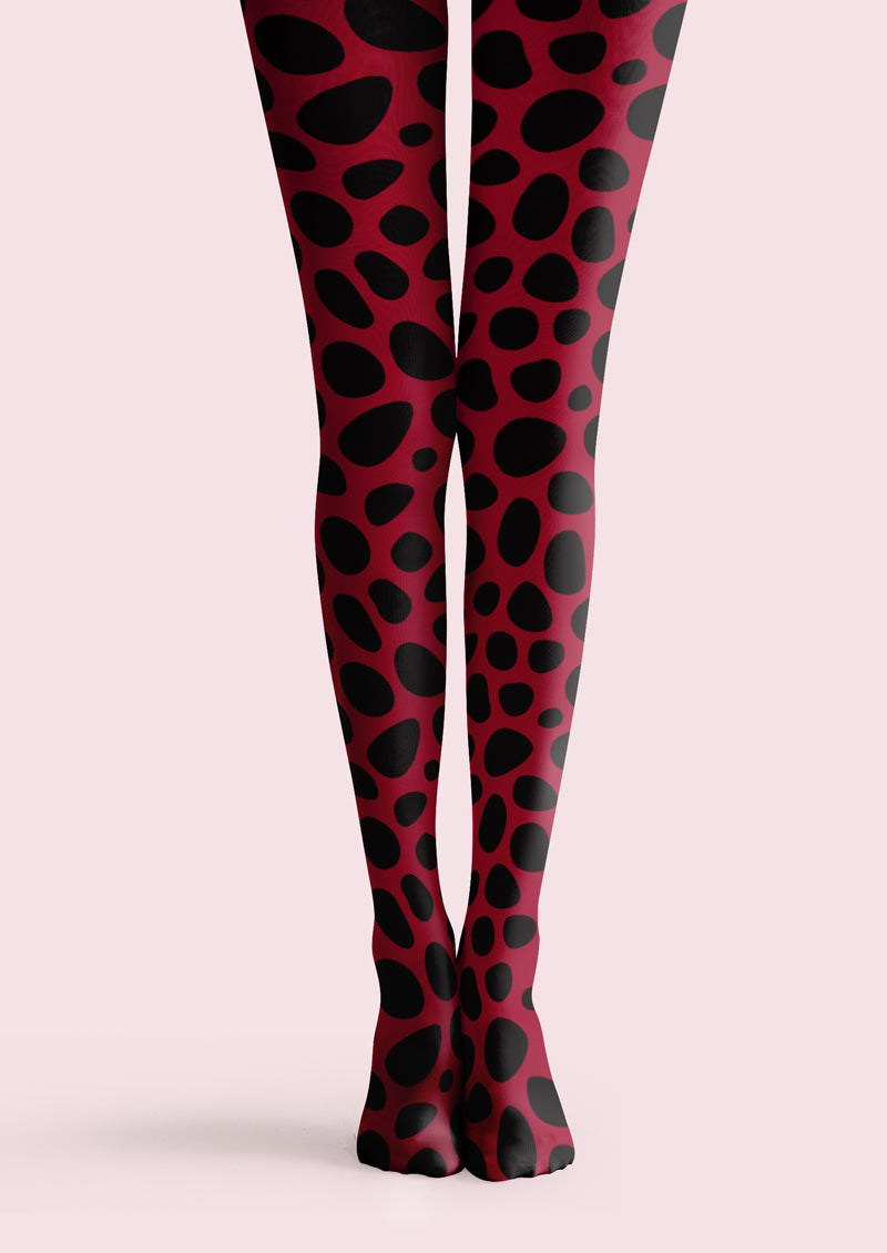Red Black Polka Dot Tights Hosiery Pantyhose