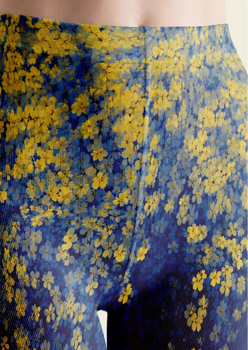 Blue Yellow Flower Tights