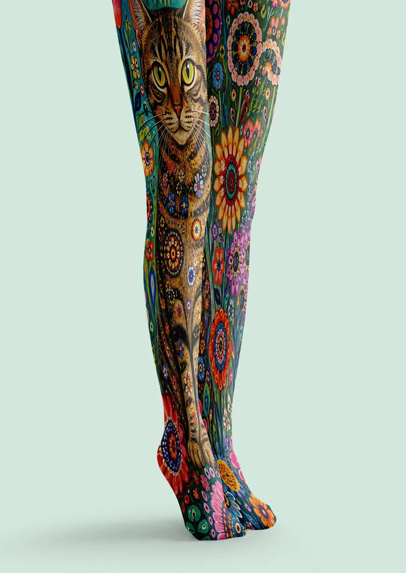 Orange Cat and Floral Tights