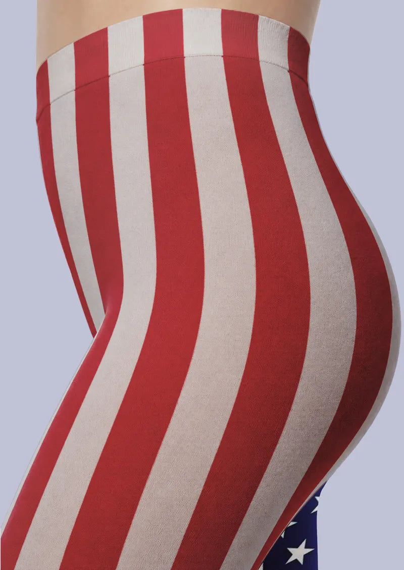 Americana Stars & Stripes Graphic&Artistic Footless Tights Hosiery Leggings