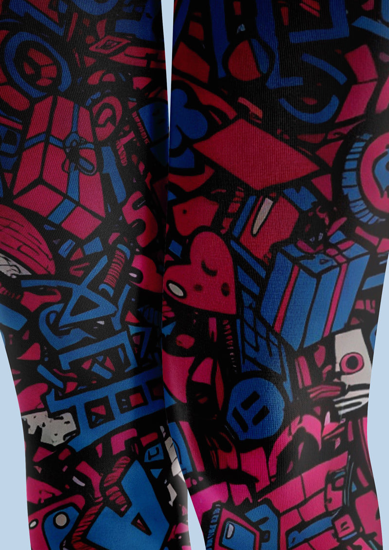 Colorful Graffiti Tights Hosiery Pantyhose