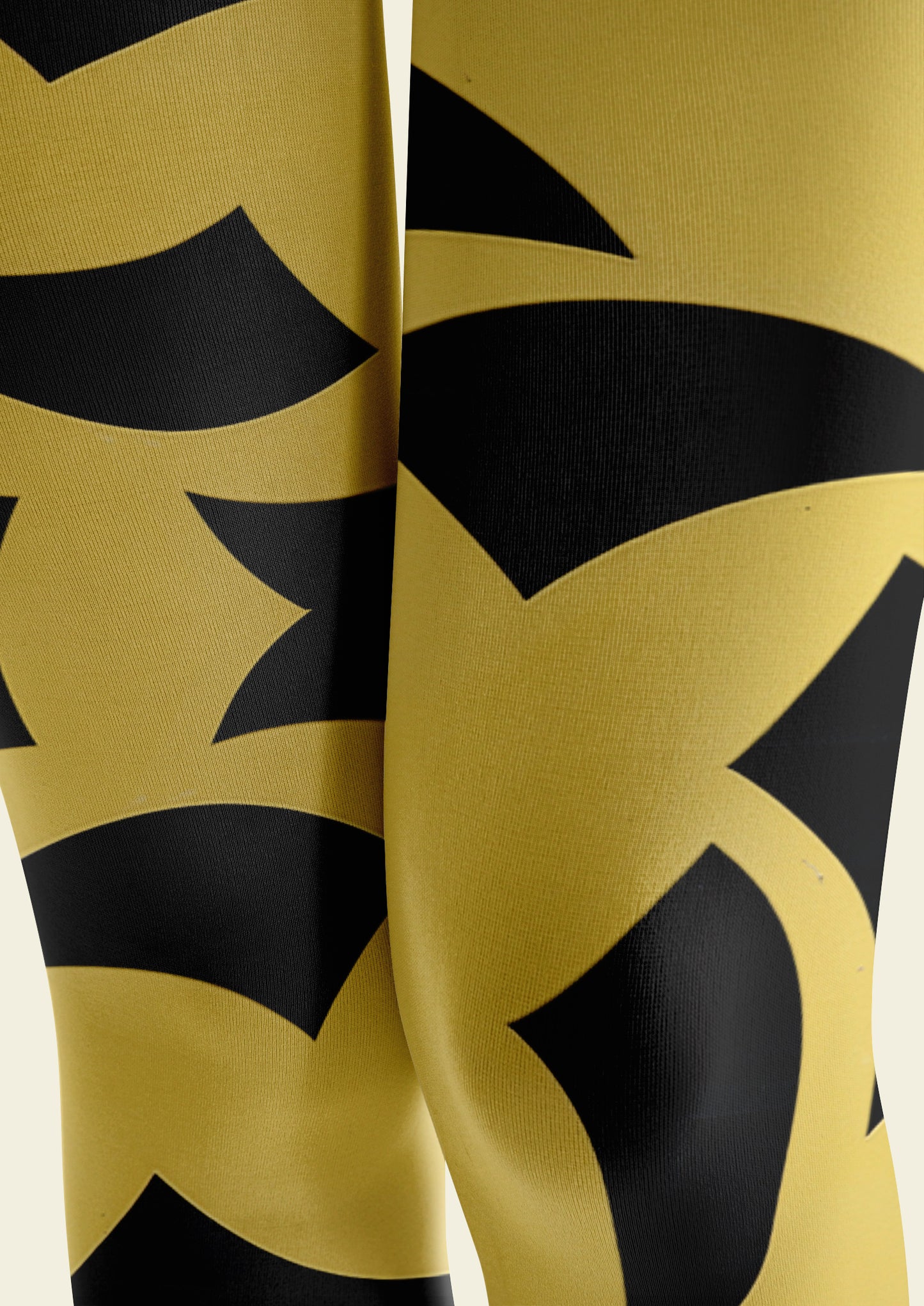 Yellow Black Crescent Geometric Tights Hosiery Pantyhose
