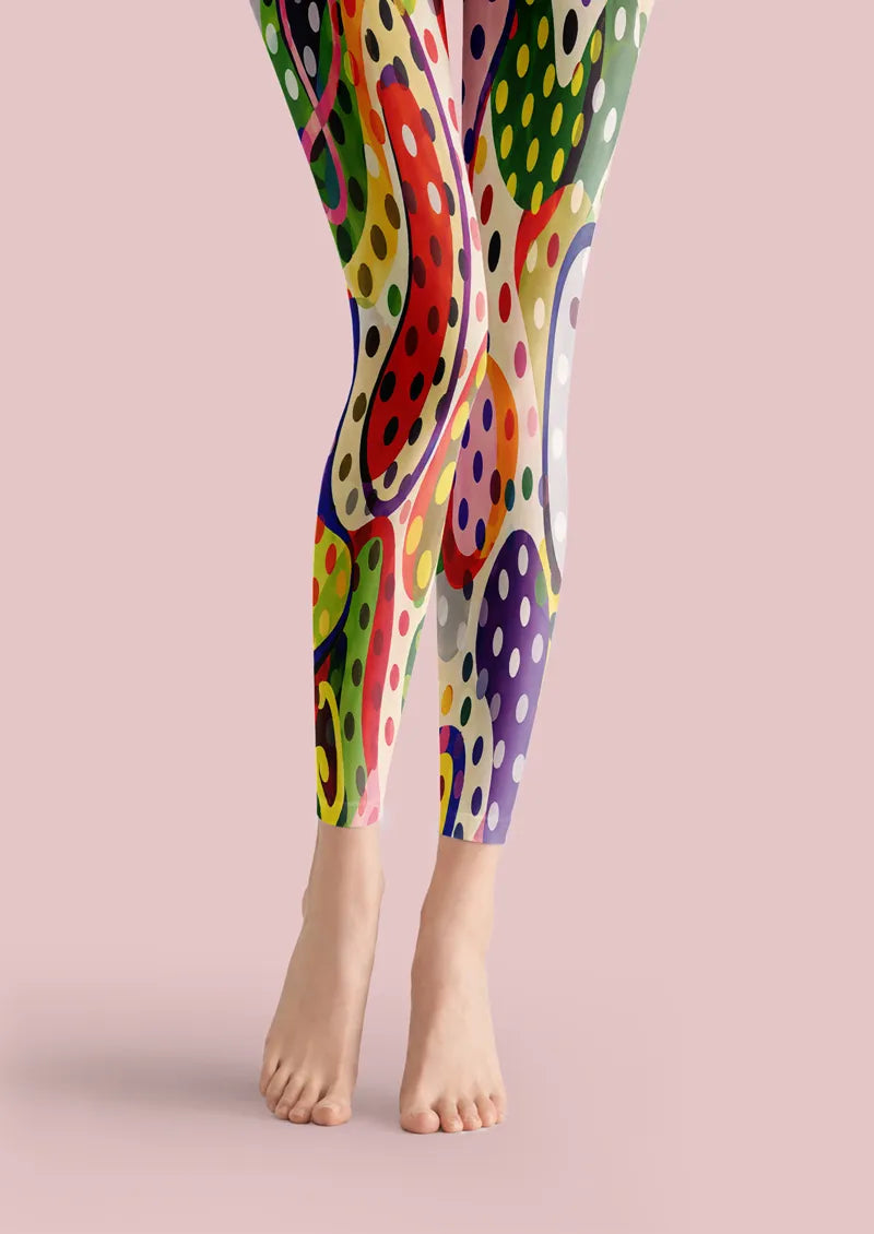 Carnival Pop Polka Dots Graphic & Artistic Footless Tights Hosiery Leggings