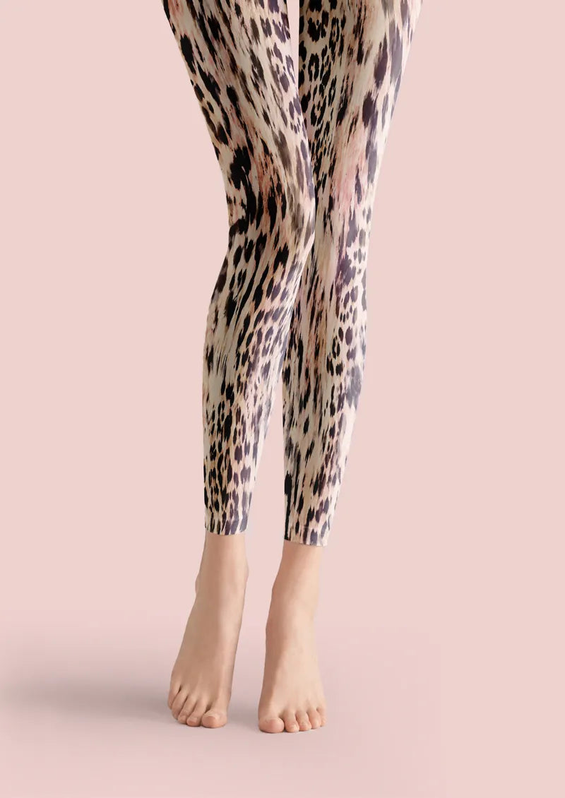 Soft Leopard Animal Print Footless Tights Hosiery Leggings