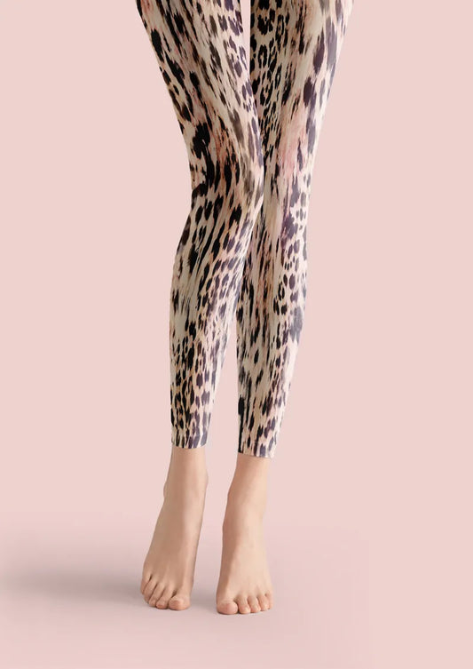 Soft Leopard Animal Print Footless Tights Hosiery Leggings