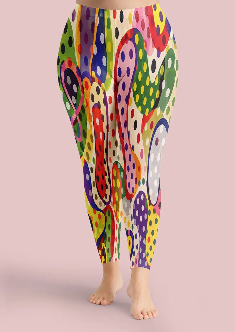 Carnival Pop Polka Dots Graphic & Artistic Footless Tights Hosiery Leggings
