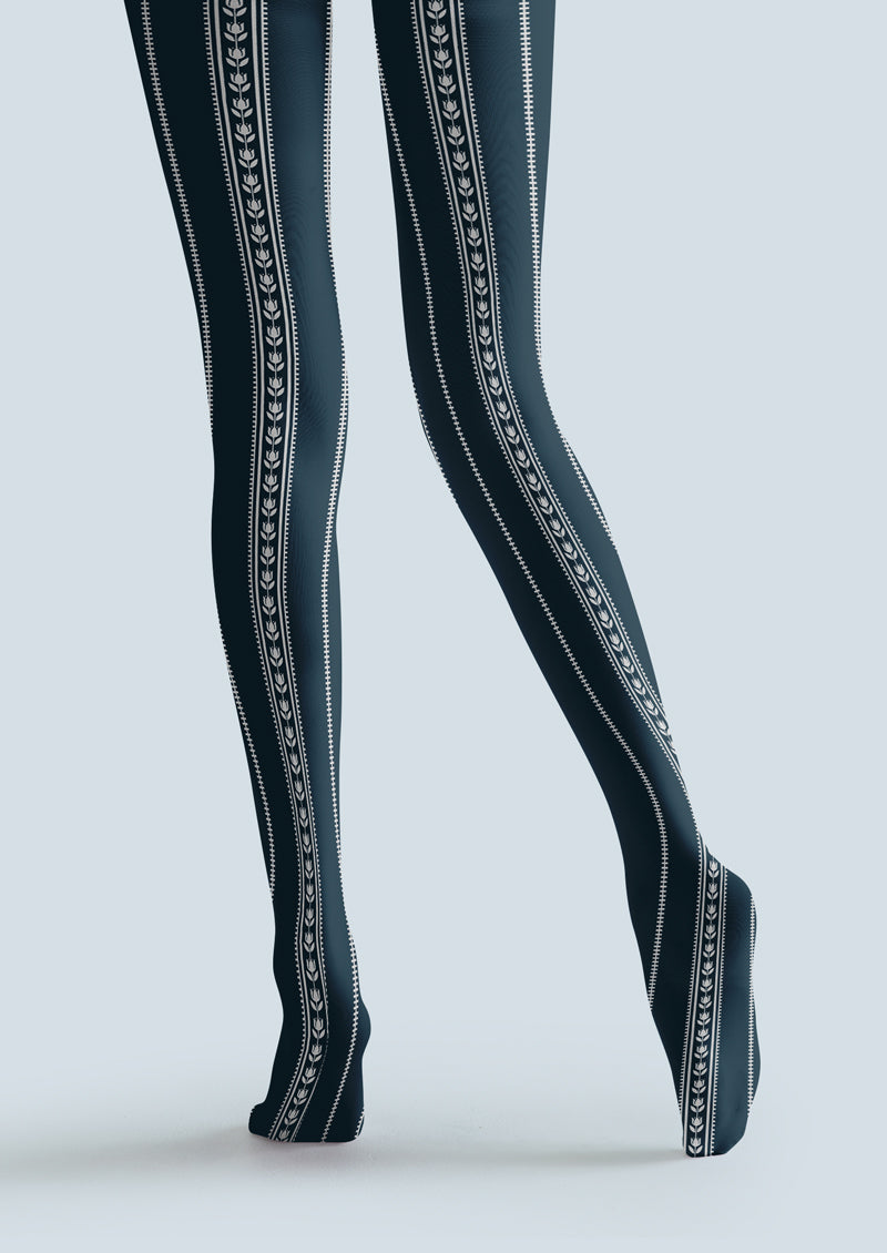 Ethnic Vertical Stripe Tights Hosiery Pantyhose