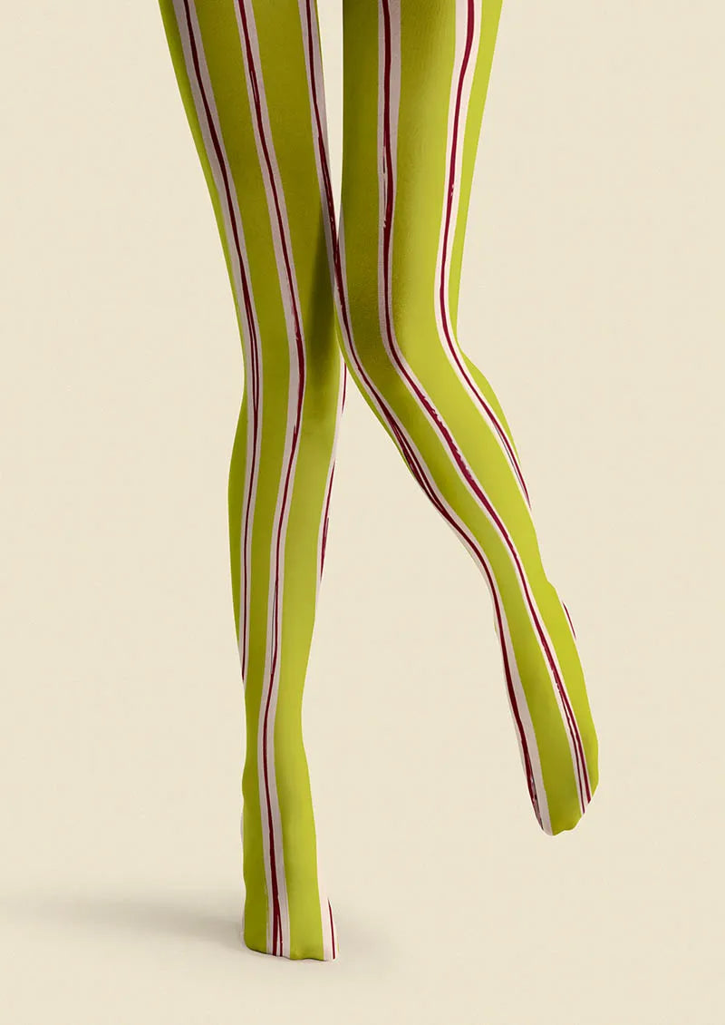 Lime Stripes Tights Hosiery Pantyhose