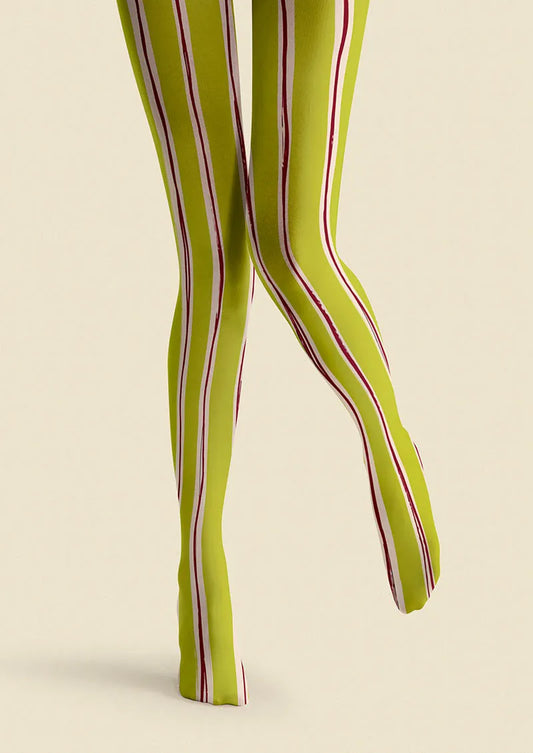 Lime Stripes Tights Hosiery Pantyhose