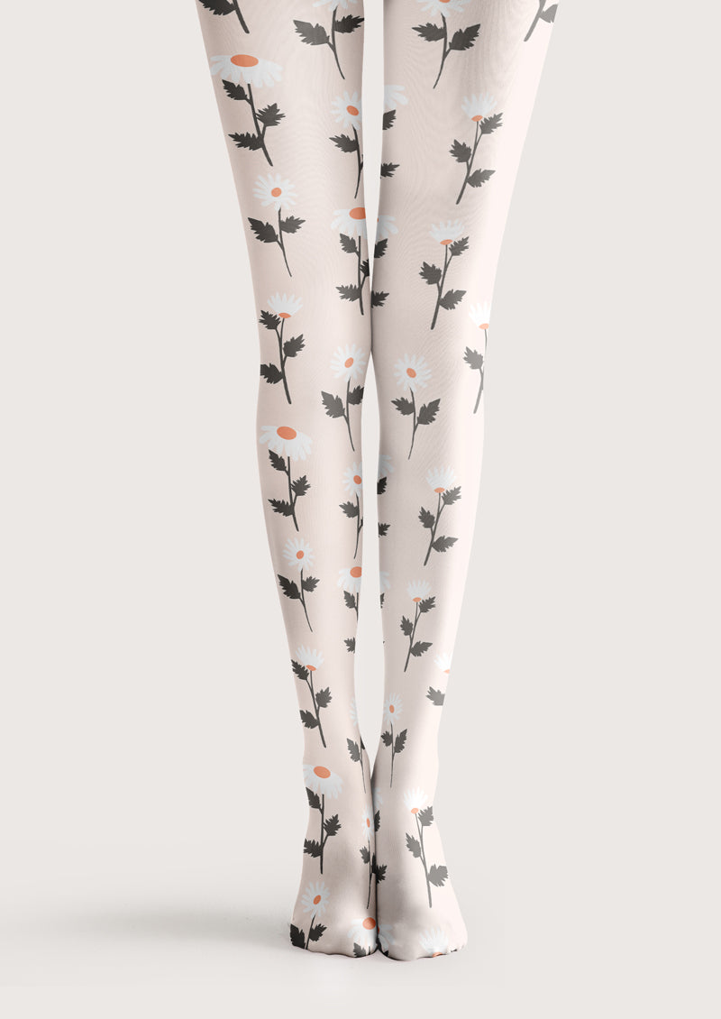 White Daisy Tights Hosiery Pantyhose