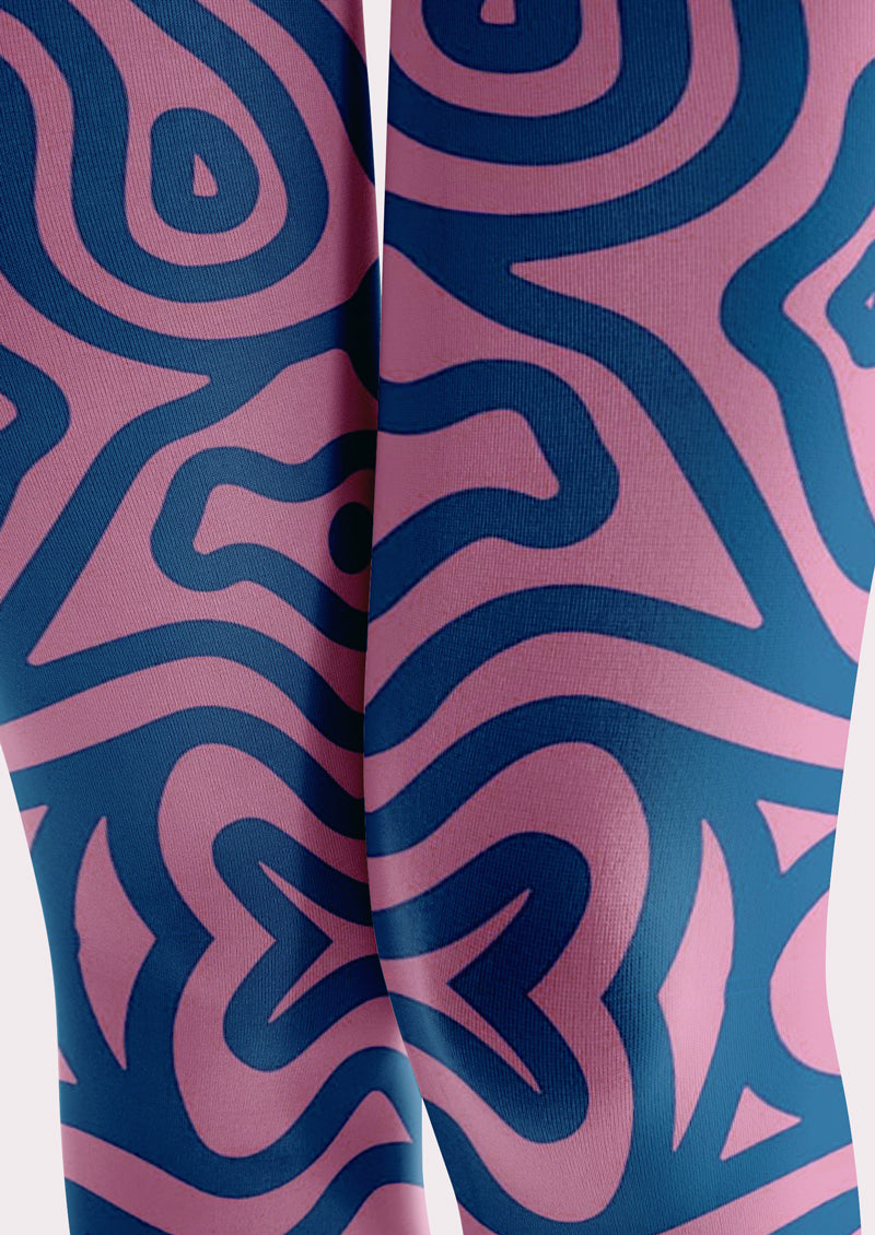 Pink Blue Labyrinth Line Tights Hosiery Pantyhose