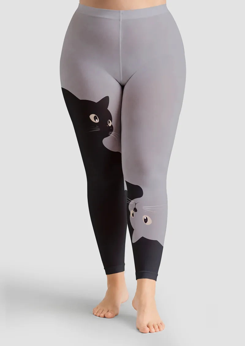 Peekaboo Cat Animal Print Footless Tights Hosiery Leggings