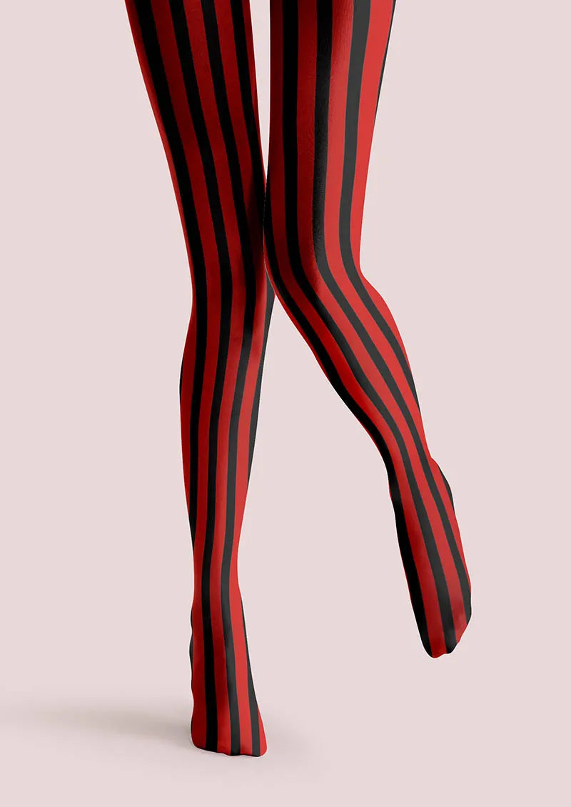 Electric Red Stripes Tights Hosiery Pantyhose