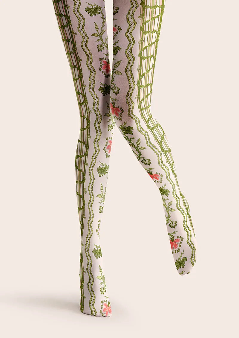 Floral pattern Vine Lines Tights Hosiery Pantyhose