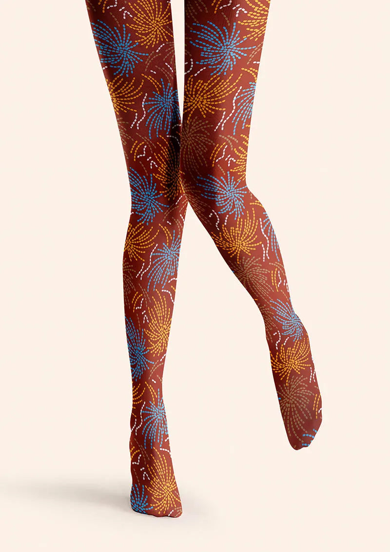Geometric Art Neon Fireworks Tights Hosiery Pantyhose