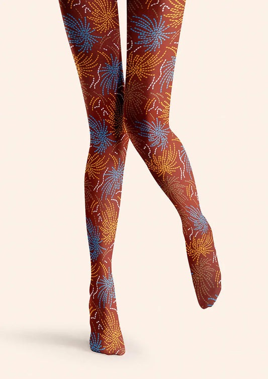 Geometric Art Neon Fireworks Tights Hosiery Pantyhose
