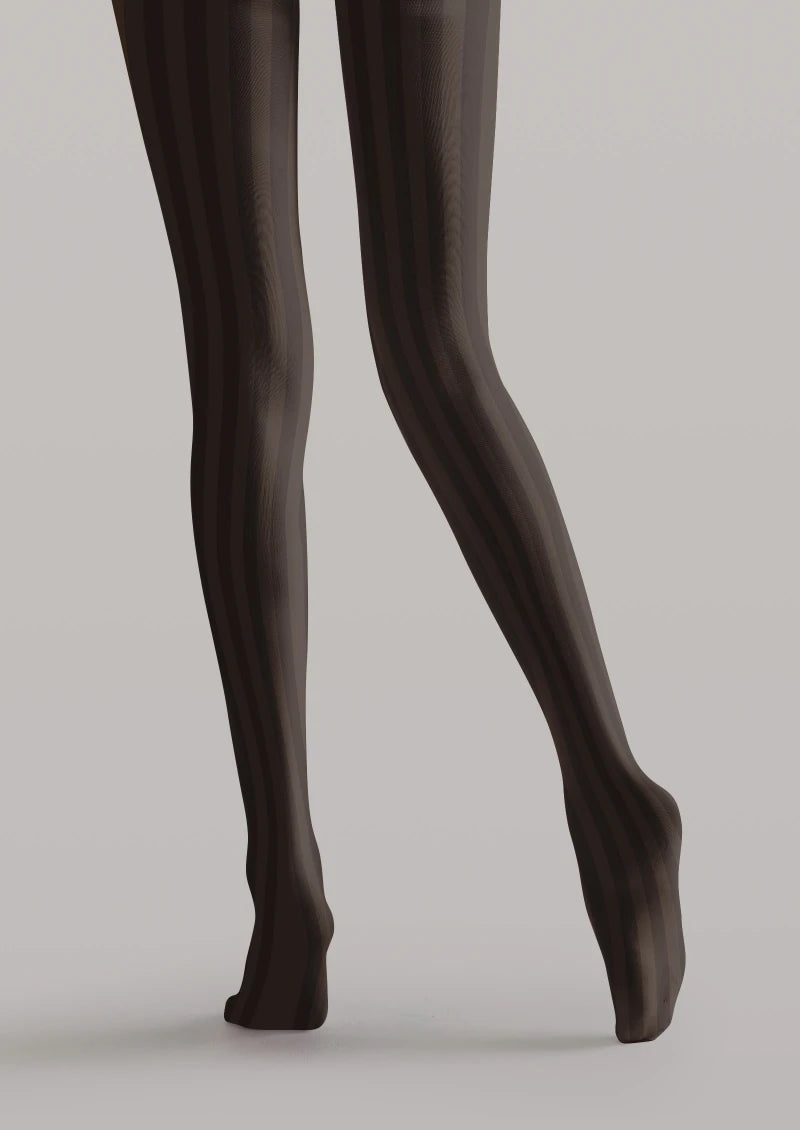 Dark Brown Vertical Striped Tights Hosiery Pantyhose