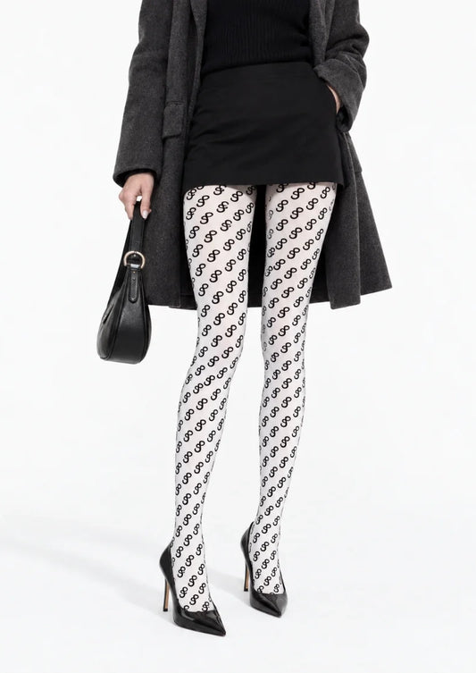 White Loop Motif Tights