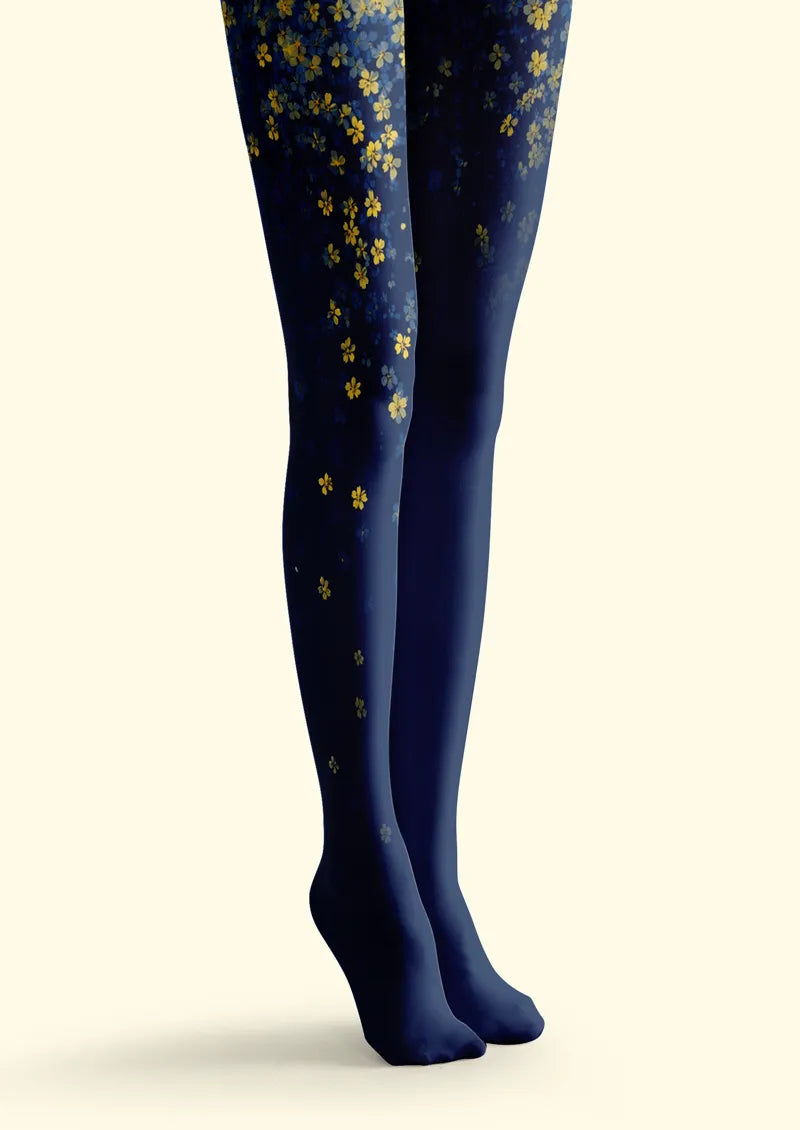 Blue Yellow Flower Tights