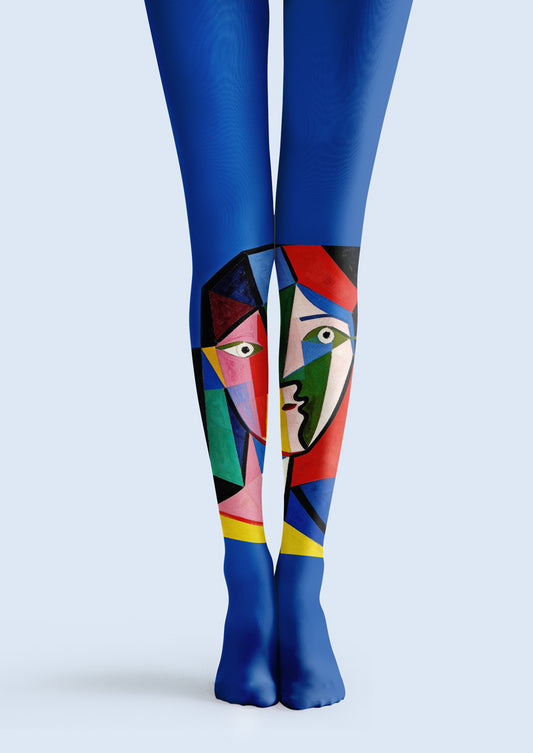 Picasso Abstract Face Printed Tights Hosiery Pantyhose