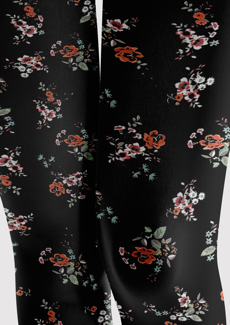 Black Vintage Floral Tights Hosiery Pantyhose