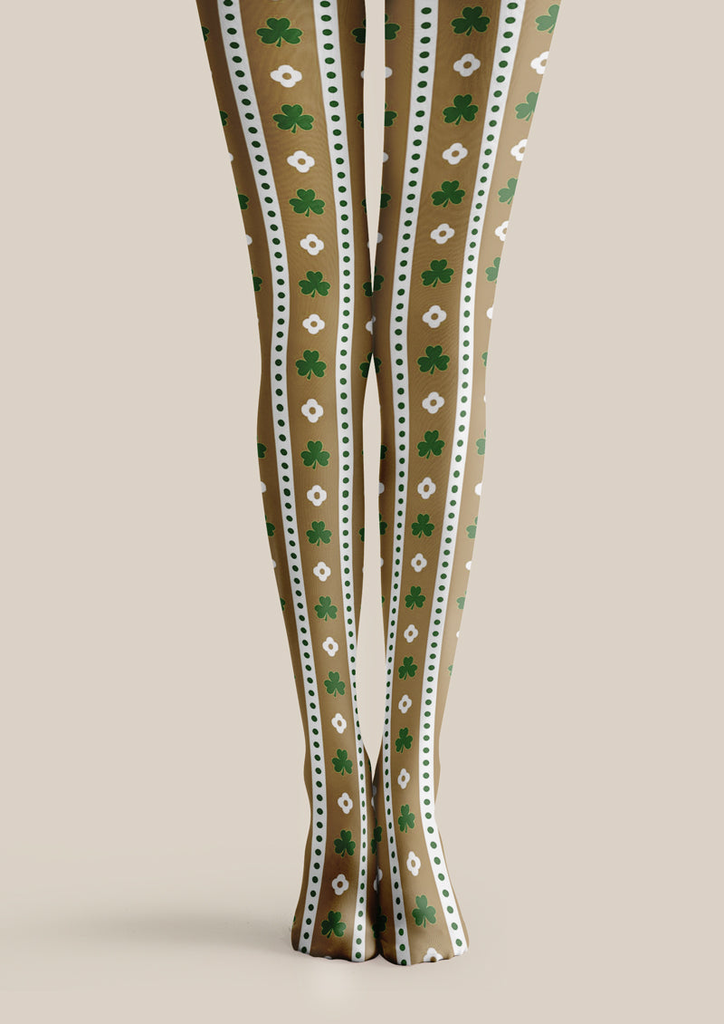 Brown Clover Stripe Tights Hosiery Pantyhose