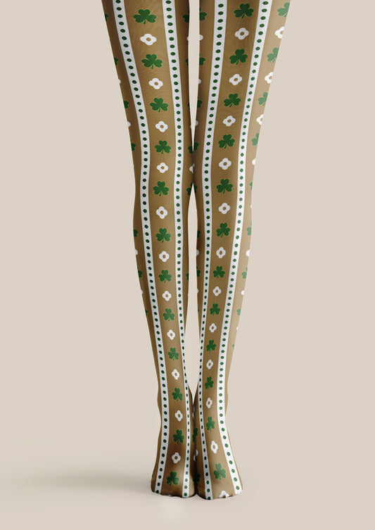 Brown Clover Stripe Tights Hosiery Pantyhose