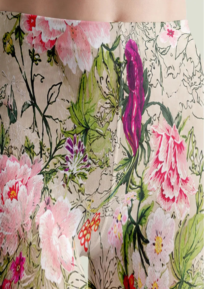 Wild Meadow Botanical Floral Print Tights Hosiery Pantyhose