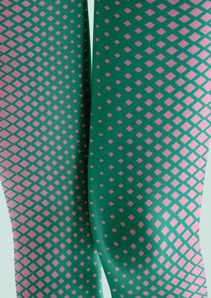 Green Pink Polka Dot Printed Tights Hosiery Pantyhose