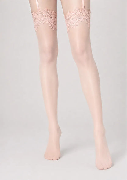 Floral Lace Garter Belt Style Tights Hosiery Pantyhose