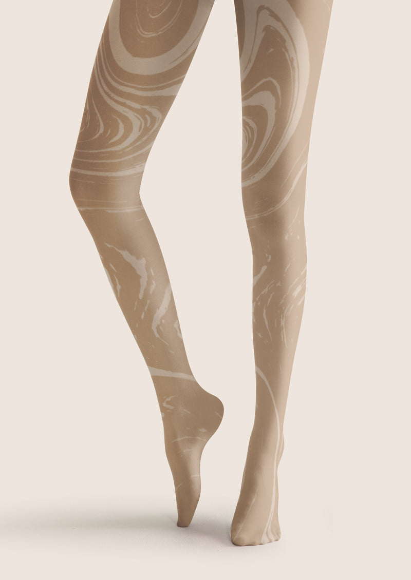Beige Fluid Swirl Tights Hosiery Pantyhose