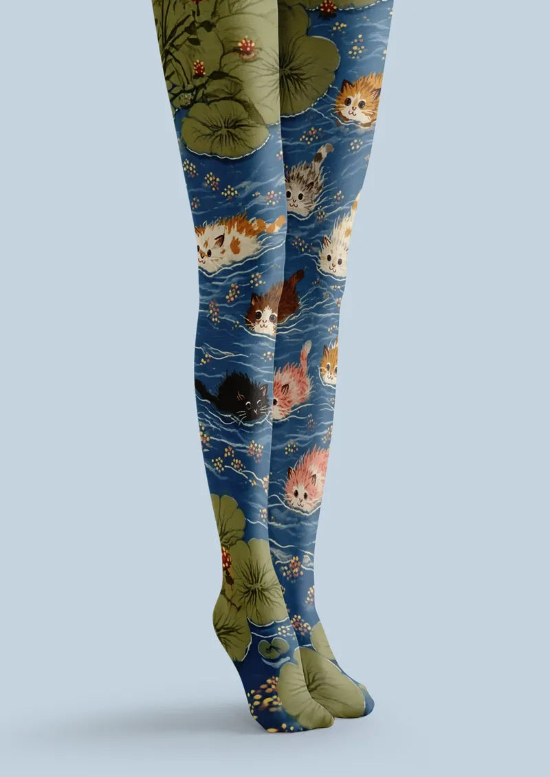 Blue Swimming Kitten Tights