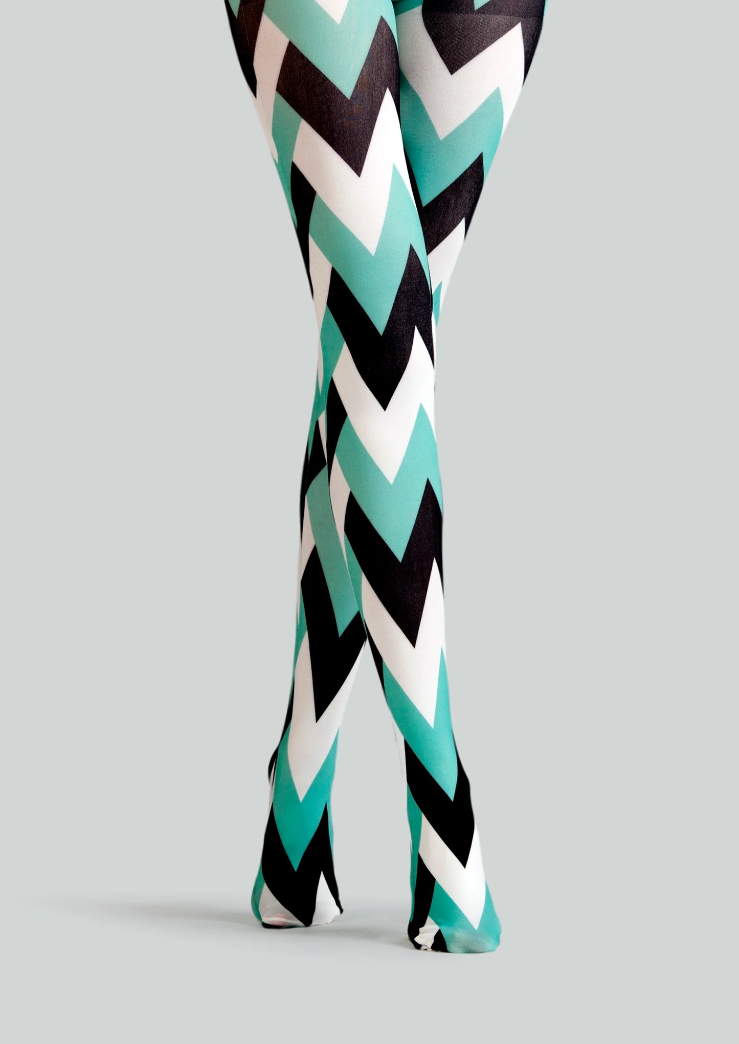 Tri - Hue Zigzag Print Tights Hosiery Pantyhose