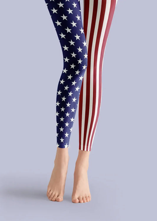 Americana Stars & Stripes Graphic&Artistic Footless Tights Hosiery Leggings