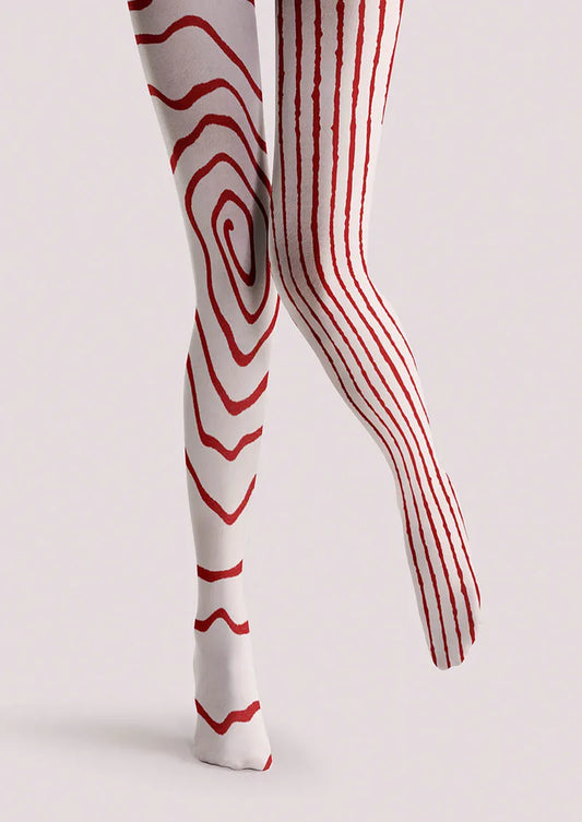 Red Spiral Tights Hosiery Pantyhose