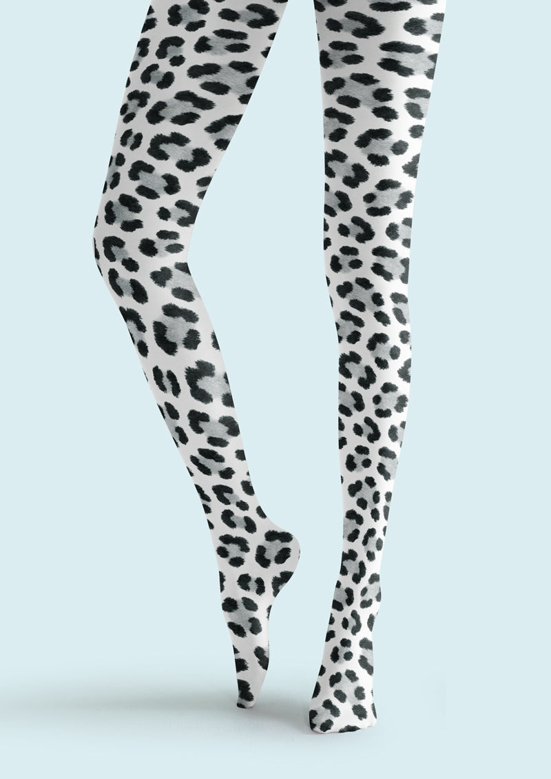 White Leopard Print Tights Hosiery Pantyhose