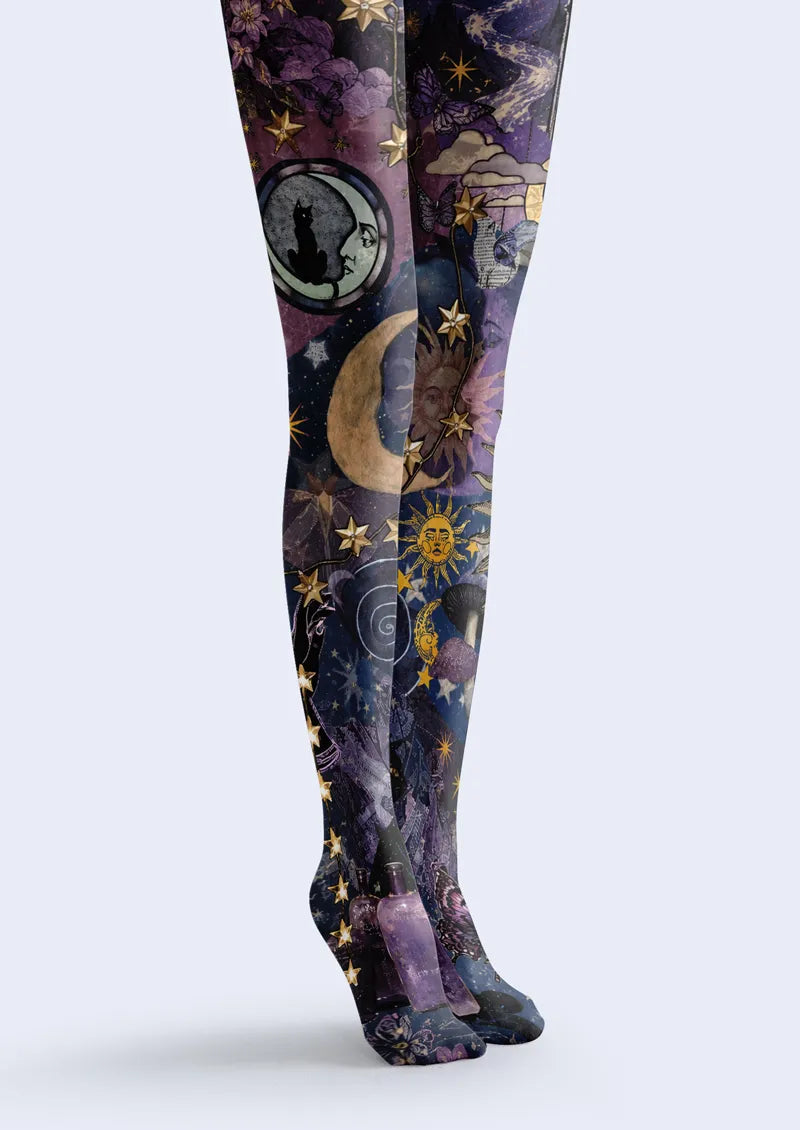 Purple Celestial Collage Tights