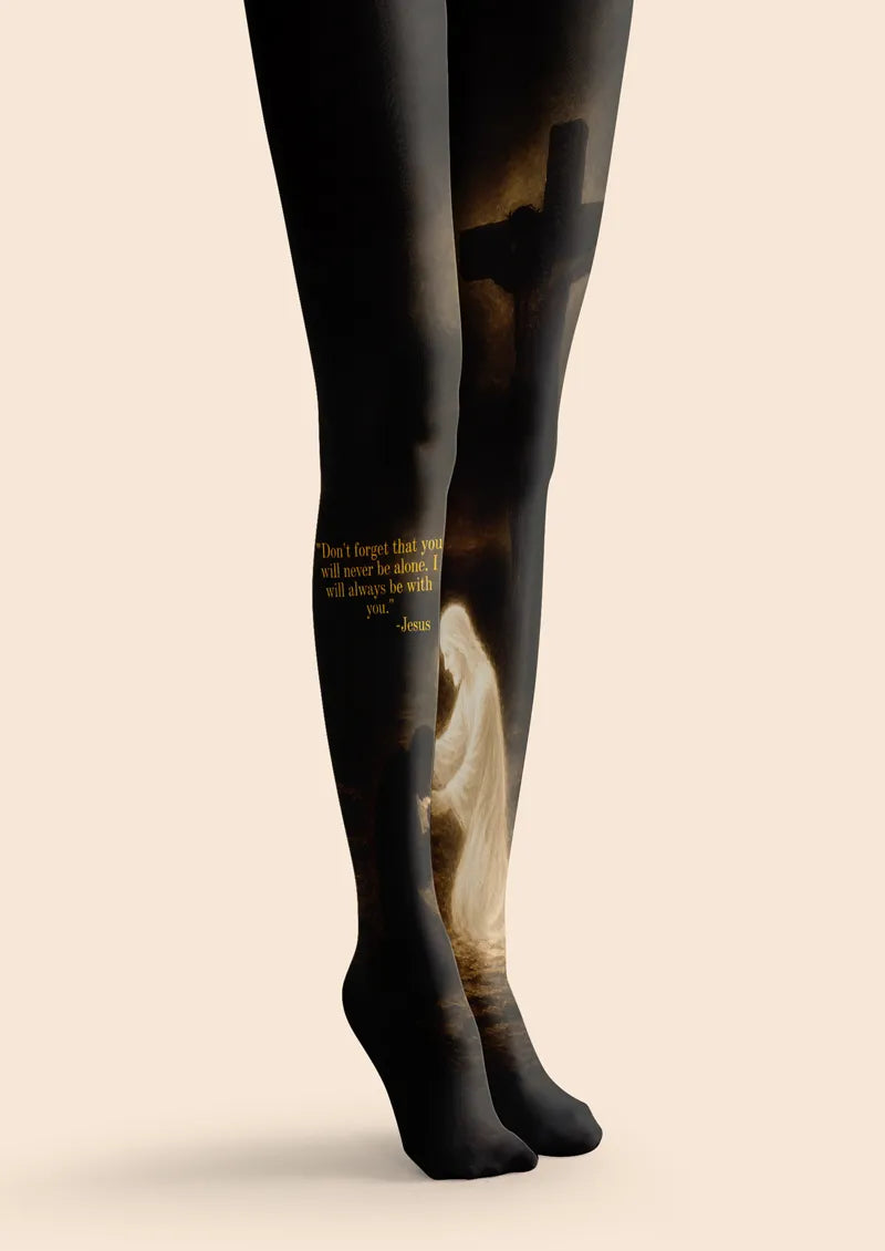 Christian Cross and Jesus Message Art Print Tights Hosiery Pantyhose