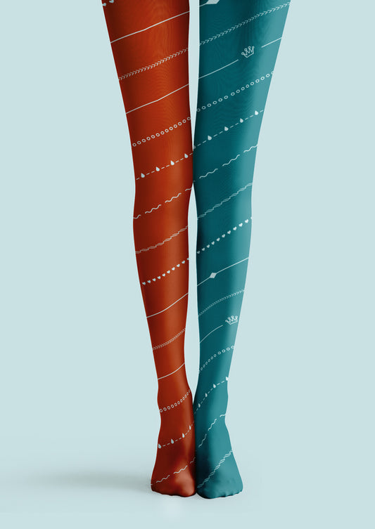 Color Block Line Decor Tights Hosiery Pantyhose