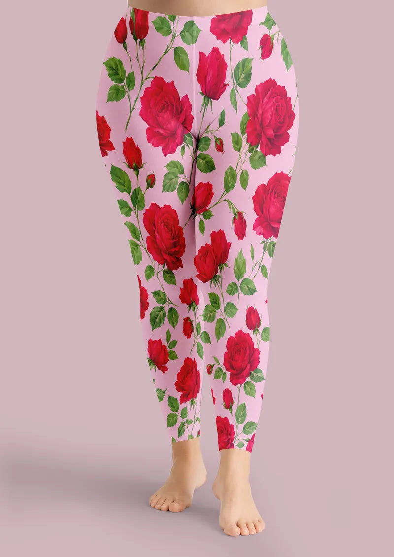 Rose Garden Floral Print Footless Tights Hosiery Leggings
