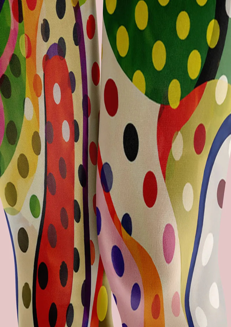 Carnival Pop Polka Dots Graphic & Artistic Footless Tights Hosiery Leggings