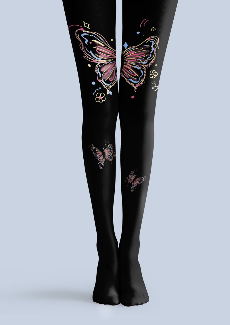 Iridescent Butterfly Tights Hosiery Pantyhose
